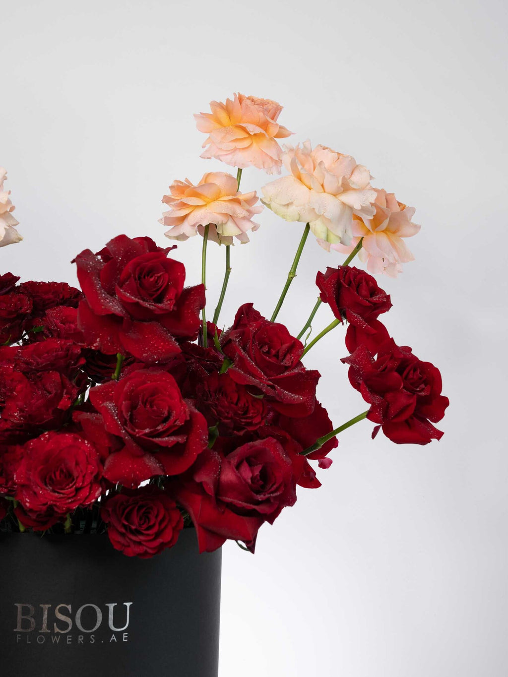 serenade of roses arranged in a drum box