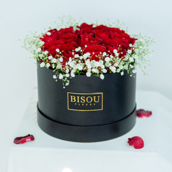 stunning arrangement of velvety red roses