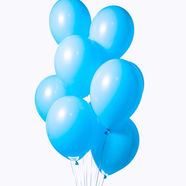 10 light blue helium balloons