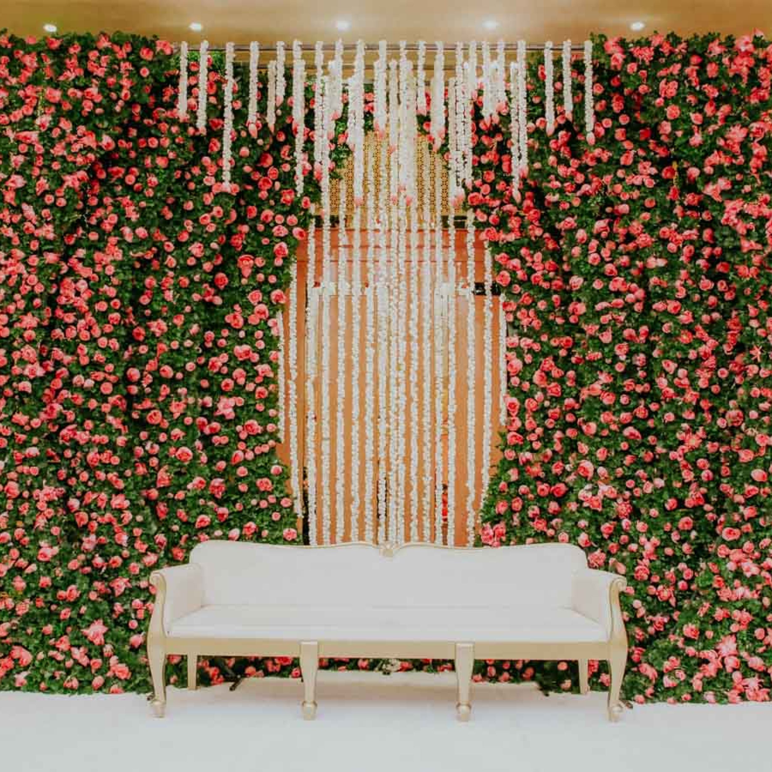 aisle decorations and personalized bouquets